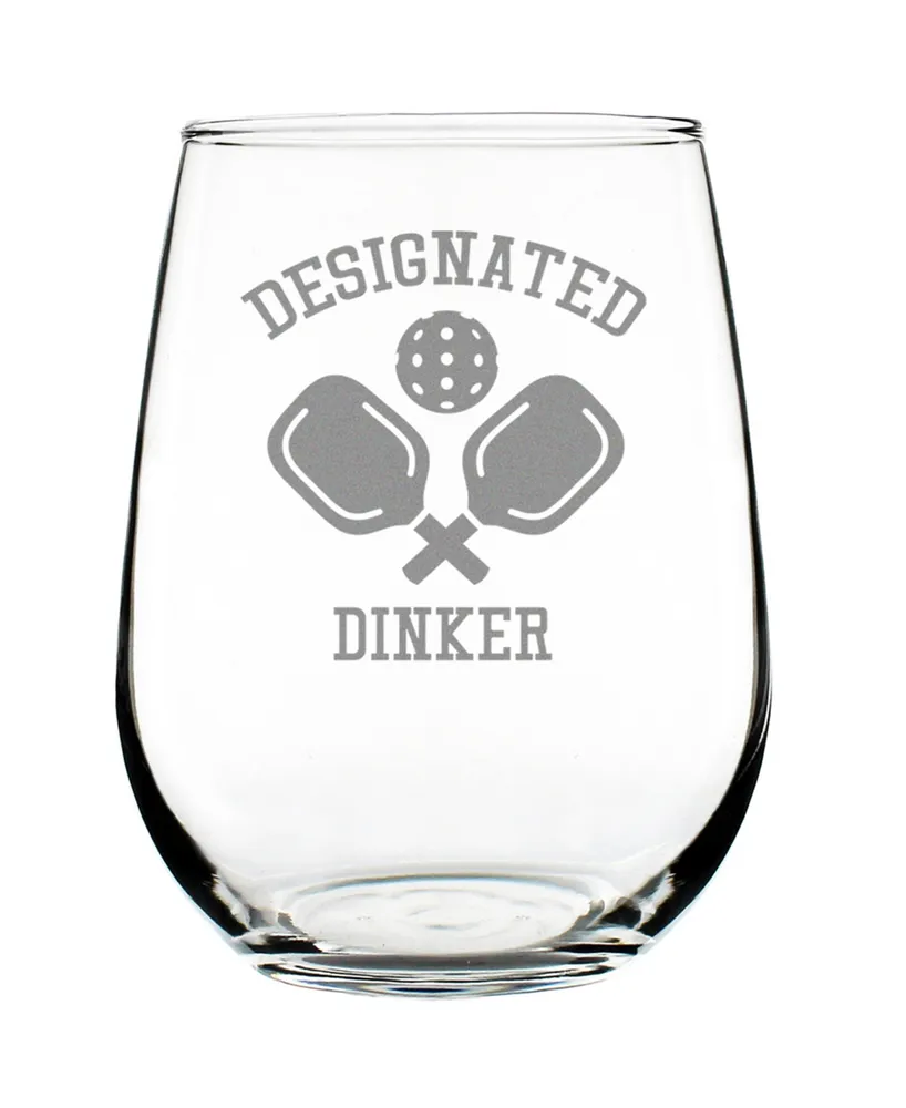 Bevvee Designated Dinker Pickle Ball Gifts Stem Less Wine Glass, 17 oz