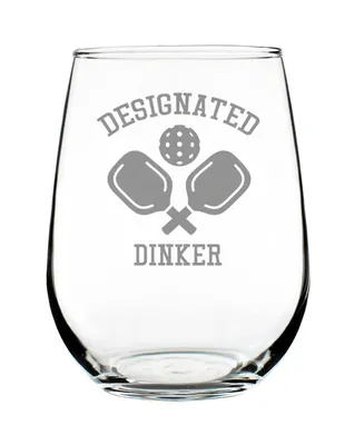 Bevvee Designated Dinker Pickle Ball Gifts Stem Less Wine Glass, 17 oz
