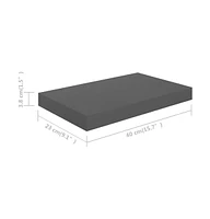 Floating Wall Shelf High Gloss Gray 15.7"x9.1"x1.5" Mdf