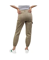 Indigo Poppy Khaki Maternity Cargo Pants With Underbelly