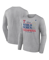 Men's Fanatics Heather Gray Texas Rangers 2023 World Series Champions Locker Room Long Sleeve T-shirt