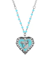 2028 Acrylic Turquoise Bead Horse Head Heart Necklace