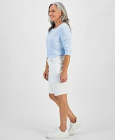 Style & Co Petite Mid Rise Raw-Edge Denim Bermuda Shorts, Created for Macy's