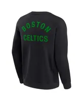 Men's and Women's Fanatics Signature Black Boston Celtics Super Soft Fleece Oversize Arch Crew Pullover Sweatshirt