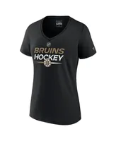 Women's Fanatics Black Boston Bruins Authentic Pro V-Neck T-shirt