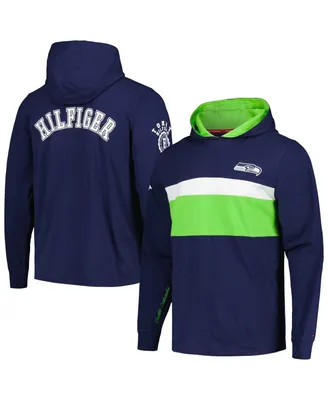 Men's Tommy Hilfiger College Navy Seattle Seahawks Morgan Long Sleeve Hoodie T-shirt