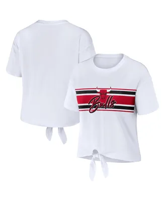 Women's Wear by Erin Andrews White Chicago Bulls Tie-Front T-shirt