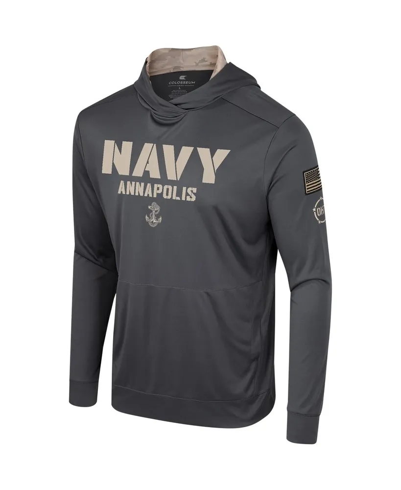 Men's Colosseum Charcoal Navy Midshipmen Oht Military-Inspired Appreciation Long Sleeve Hoodie T-shirt