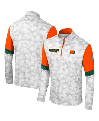 Men's Colosseum Camo Miami Hurricanes Oht Military-Inspired Appreciation Tomahawk Quarter-Zip Windshirt