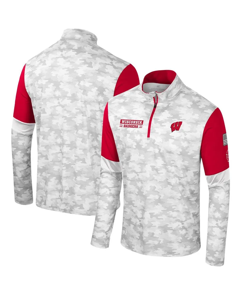 Men's Colosseum Camo Wisconsin Badgers Oht Military-Inspired Appreciation Tomahawk Quarter-Zip Windshirt