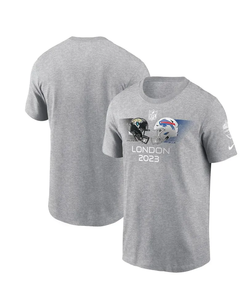 Men's Nike Heather Charcoal Jacksonville Jaguars vs. Buffalo Bills 2023 London Game T-shirt