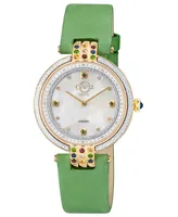 Gv2 by Gevril Women's Matera Swiss Quartz Green Italian Suede Watch 35mm