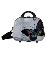 World Traveler Butterfly 13-Inch Cosmetic Beauty Case Shoulder Tote