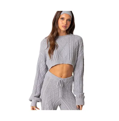 Women's Kasey cable knit cropped sweater - Gray