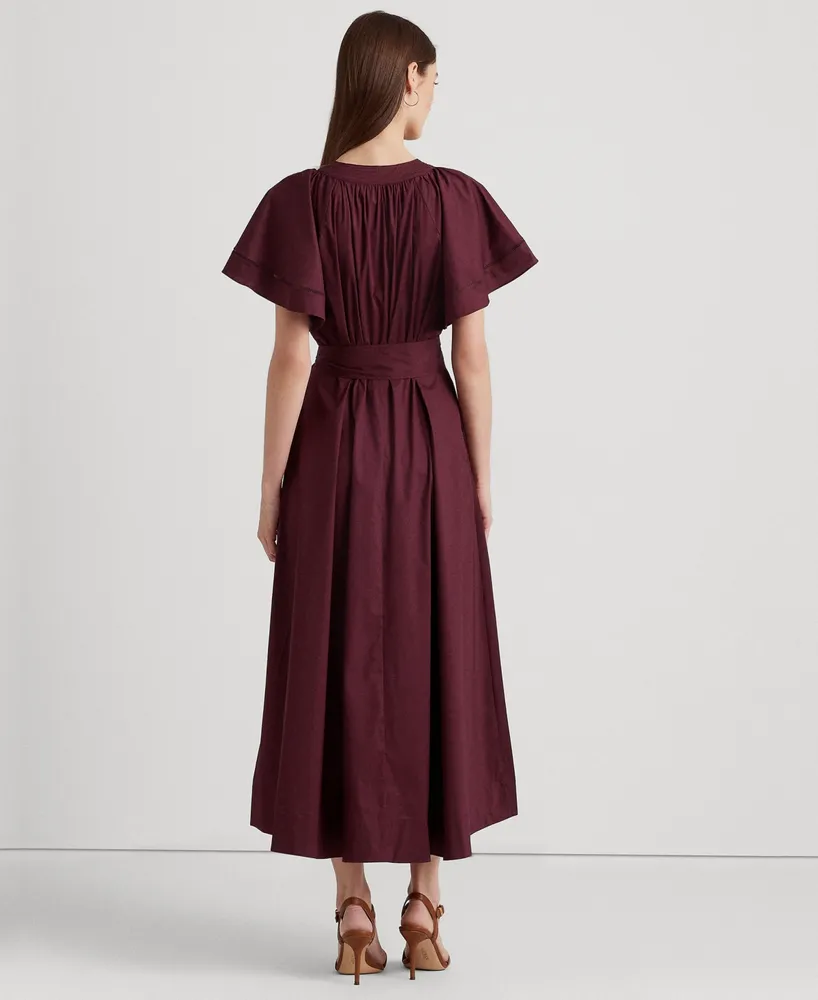 Lauren Ralph Lauren Women's Belted Georgette Dress - Macy's