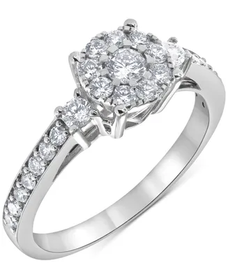 Diamond Halo Engagement Ring (5/8 ct. t.w.) in 14k White Gold