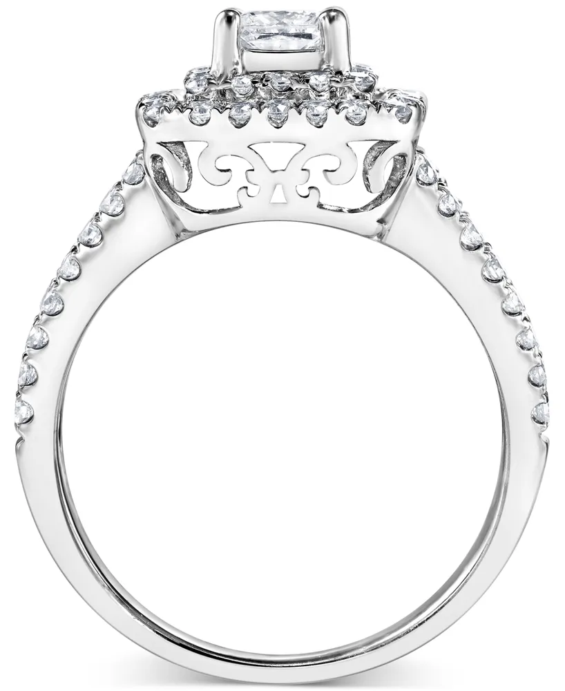 Diamond Princess Double Halo Bridal Set (1-1/2 ct. t.w.) in 14k White Gold