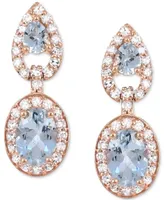 Aquamarine ( 2-3/4 ct. t.w) Diamond (5/8 ct. t.w) Earrings in 14K Rose Gold