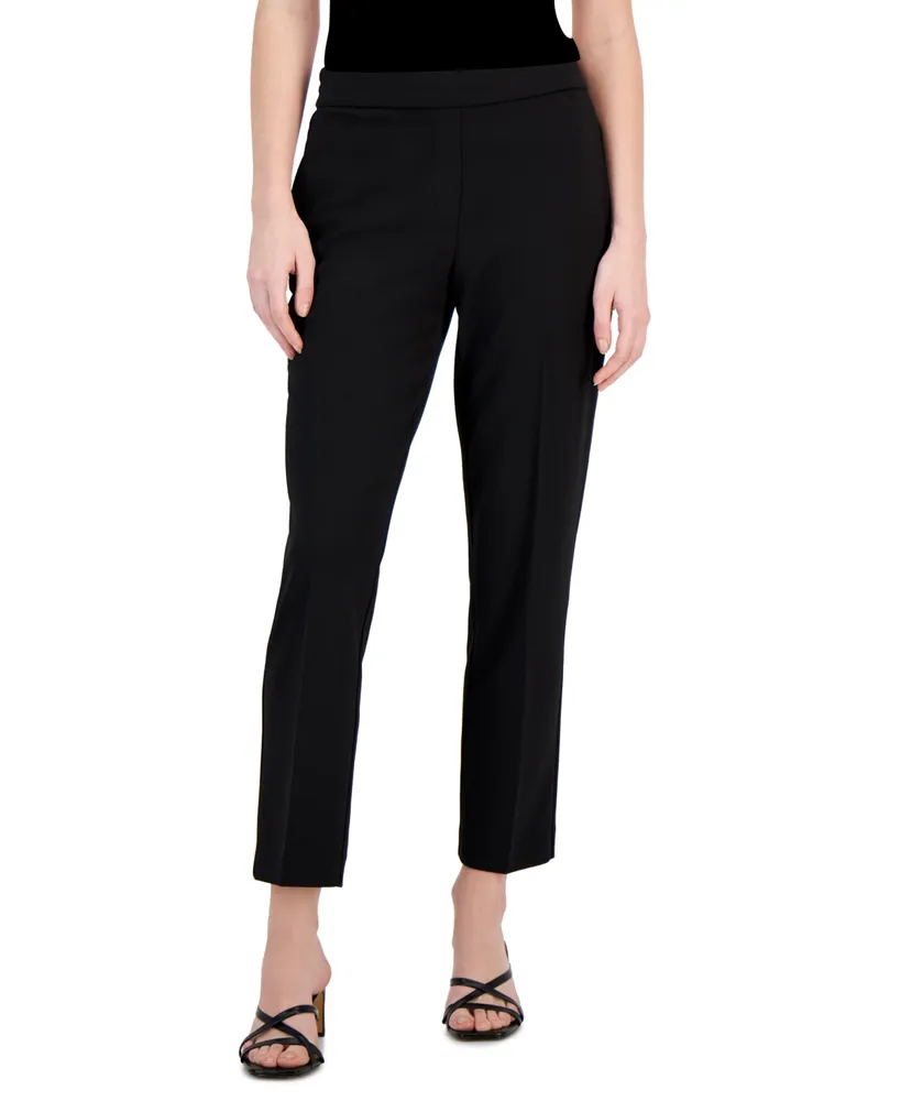 T Tahari Women's Pull-On Slim Crepe Ankle Pants