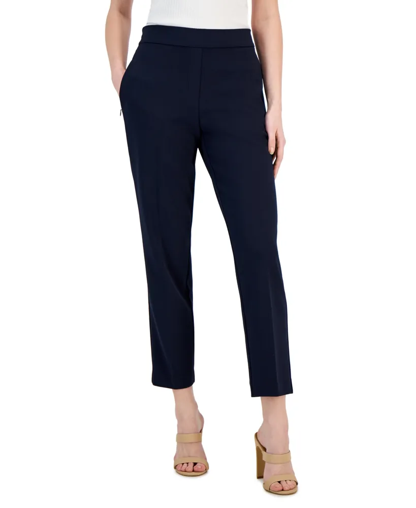 T Tahari Women's Pull-On Slim Crepe Ankle Pants