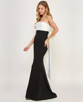 City Studios Juniors' Back-Bow Contrast Mermaid Gown, Created for Macy's
