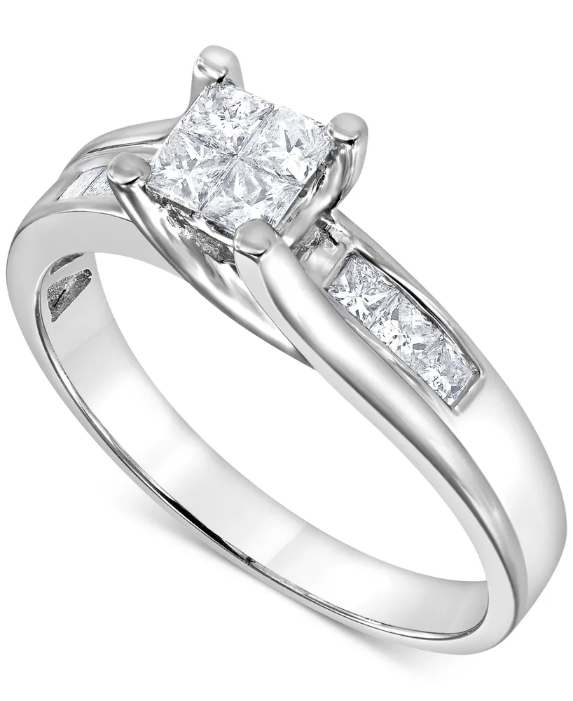 3 CT. T.W. Quad Princess-Cut Diamond Engagement Ring in 14K White Gold |  Zales