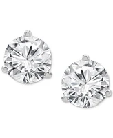 Diamond Three Prong Stud Earrings (1 ct. t.w.) 14k White Gold