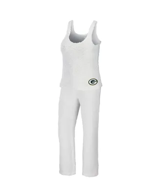 Women's Wear by Erin Andrews Cream Green Bay Packers Plus Cozy Scoop Neck Tank Top and Pants Set
