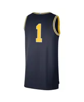 Men's Jordan #1 Navy Michigan Wolverines Limited Authentic Jersey