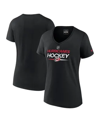 Women's Fanatics Black Carolina Hurricanes Authentic Pro V-Neck T-shirt