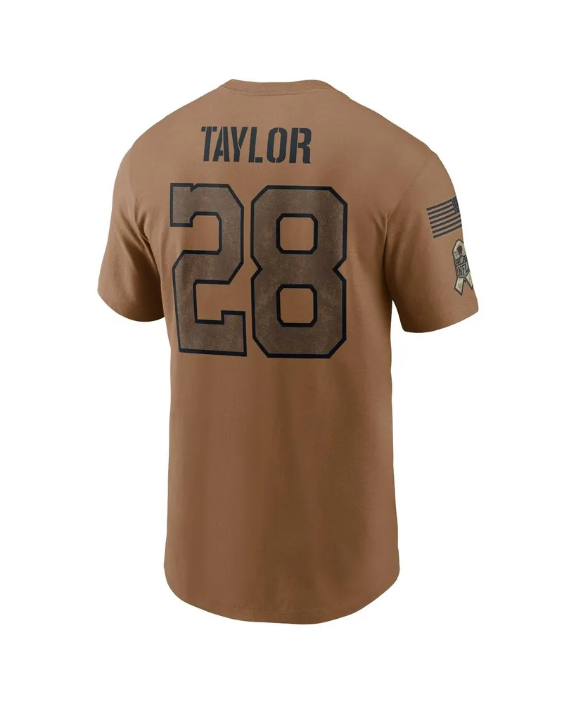 Men's Nike Jonathan Taylor Brown Distressed Indianapolis Colts 2023 Salute To Service Name and Number T-shirt