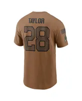 Men's Nike Jonathan Taylor Brown Distressed Indianapolis Colts 2023 Salute To Service Name and Number T-shirt