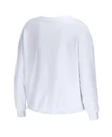 Women's Wear by Erin Andrews White Philadelphia 76ers Cropped Long Sleeve T-shirt