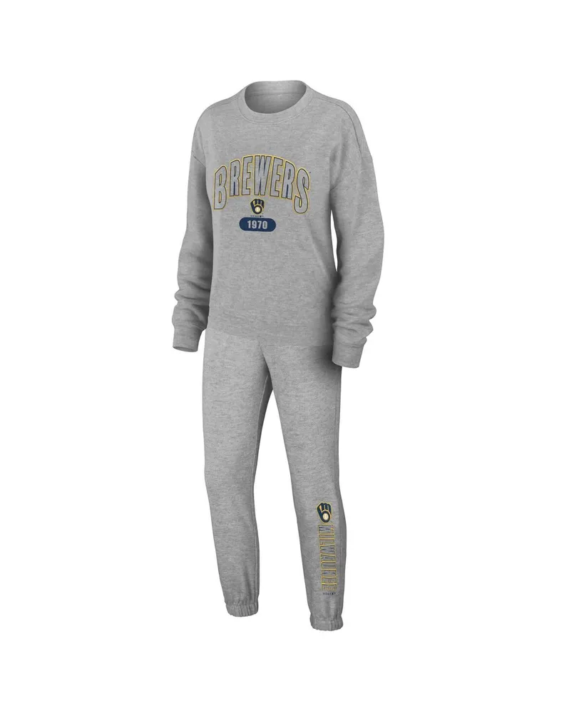 Wear By Erin Andrews Women's Wear by Erin Andrews Gray Milwaukee Brewers  Knitted Lounge Set