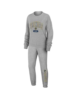 Women's Wear by Erin Andrews Gray Milwaukee Brewers Knitted Lounge Set