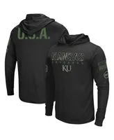 Men's Colosseum Black Kansas Jayhawks Big and Tall Oht Military-Inspired Appreciation Tango Long Sleeve Hoodie T-shirt