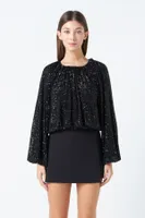 endless rose Women's Sequins Blouson Top