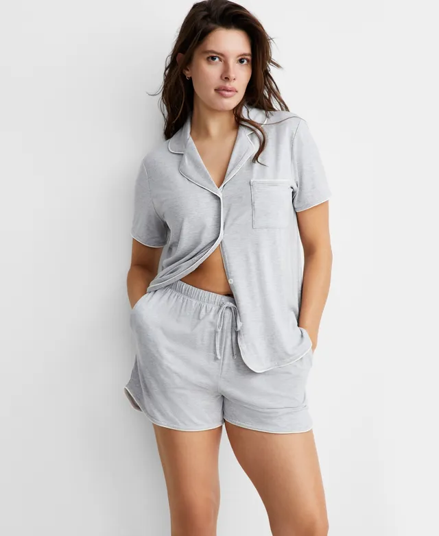 State of Day Women's 2-Pc. Crepe de Chine Short-Sleeve Pajama Set