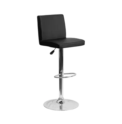 Panel Back Adjustable Height Barstool With Chrome Base