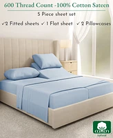 5-Star Luxury Sheet Set, 600 Thread Count Cotton Sateen, Soft & Crisp Bed Sheets
