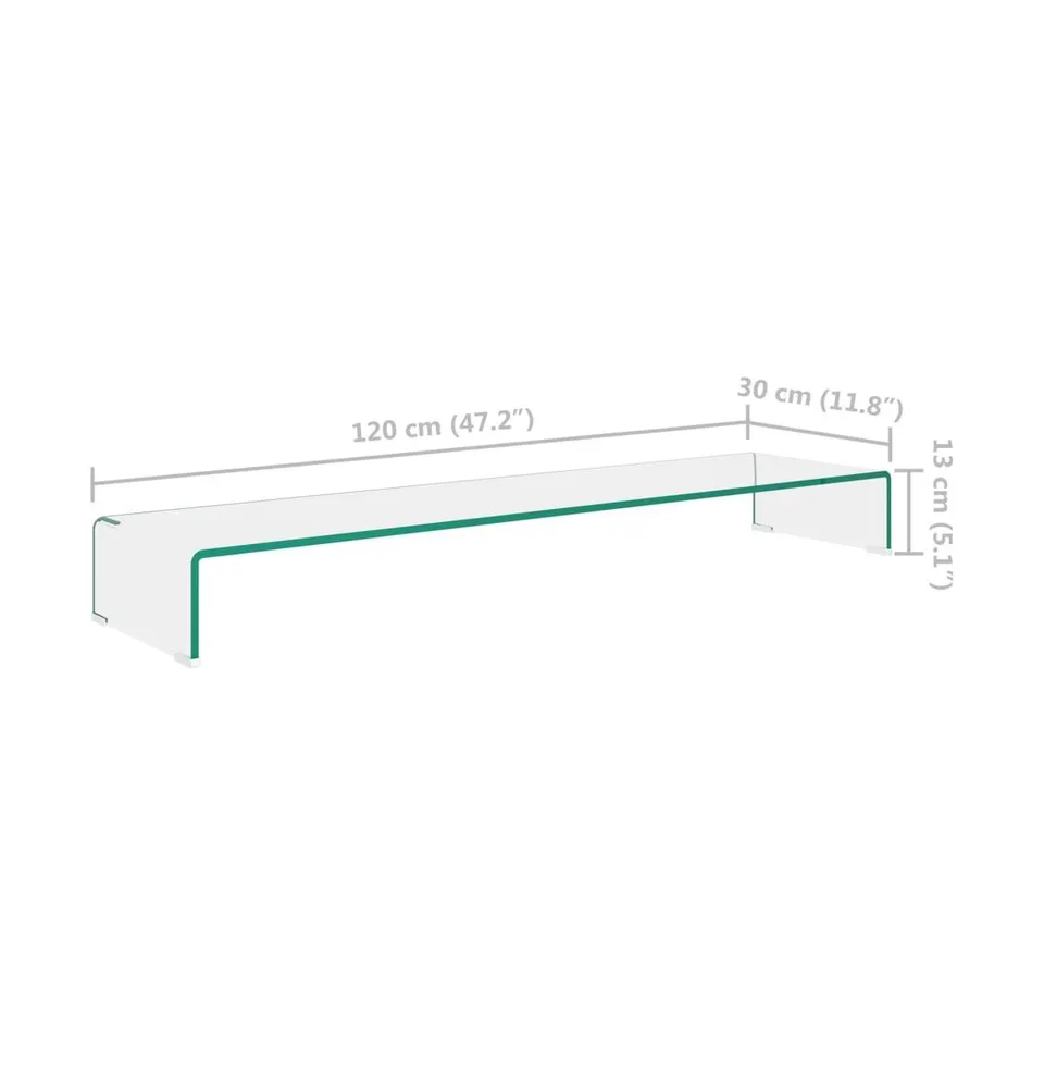 vidaXL Tv Stand/Monitor Riser Glass Clear 47.2"x11.8"x5.1"