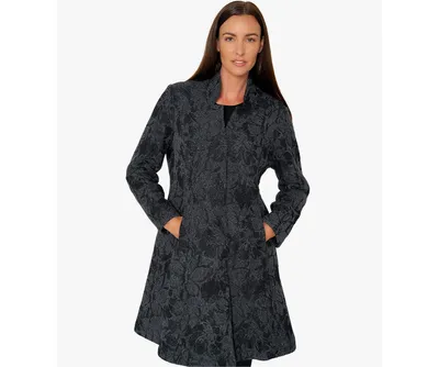 Stella Carakasi Women's Lace and Wool Blended Snap-Front Cover Shot Coat