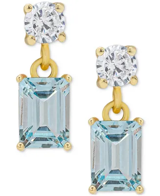 Blue Topaz (1-1/2 ct. t.w.) & Lab-Grown White Sapphire (5/8 ct. t.w.) Drop Earrings in Gold-Plated Sterling Silver