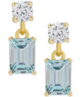 Blue Topaz (1-1/2 ct. t.w.) & Lab-Grown White Sapphire (5/8 ct. t.w.) Drop Earrings in Gold-Plated Sterling Silver