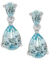 Blue Topaz Double Pear Drop Earrings (1-3/8 ct. t.w.) in Sterling Silver