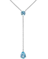 Blue Topaz Pear & Round 18" Lariat Necklace (1-1/10 ct. t.w.) in Sterling Silver