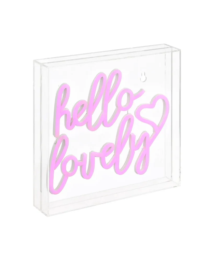 Jonathan Y Hello Lovely Square Contemporary Glam Acrylic Box Usb Operated Led Neon Light Lamp