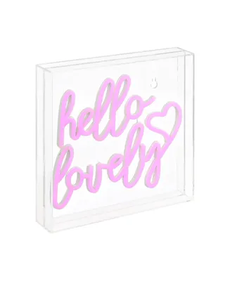 Jonathan Y Hello Lovely Square Contemporary Glam Acrylic Box Usb Operated Led Neon Light Lamp