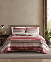 Eddie Bauer Yakima Valley Stripe Persimmon Reversible 3 Pc Quilt Set, Full/Queen