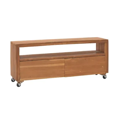 Tv Stand with Wheels 43.3"x11.8"x15.7" Solid Wood Teak